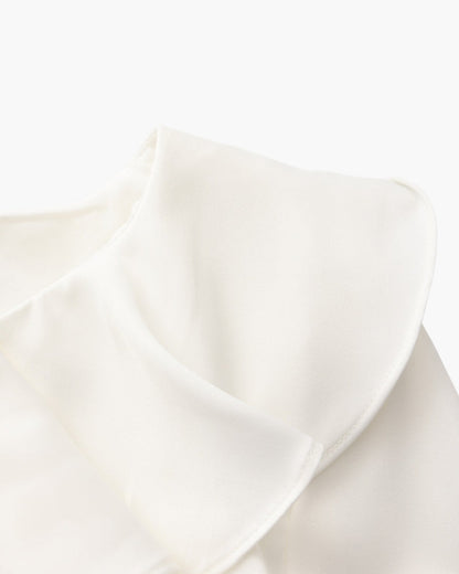 Pearl Button Ruffle Midi Dress